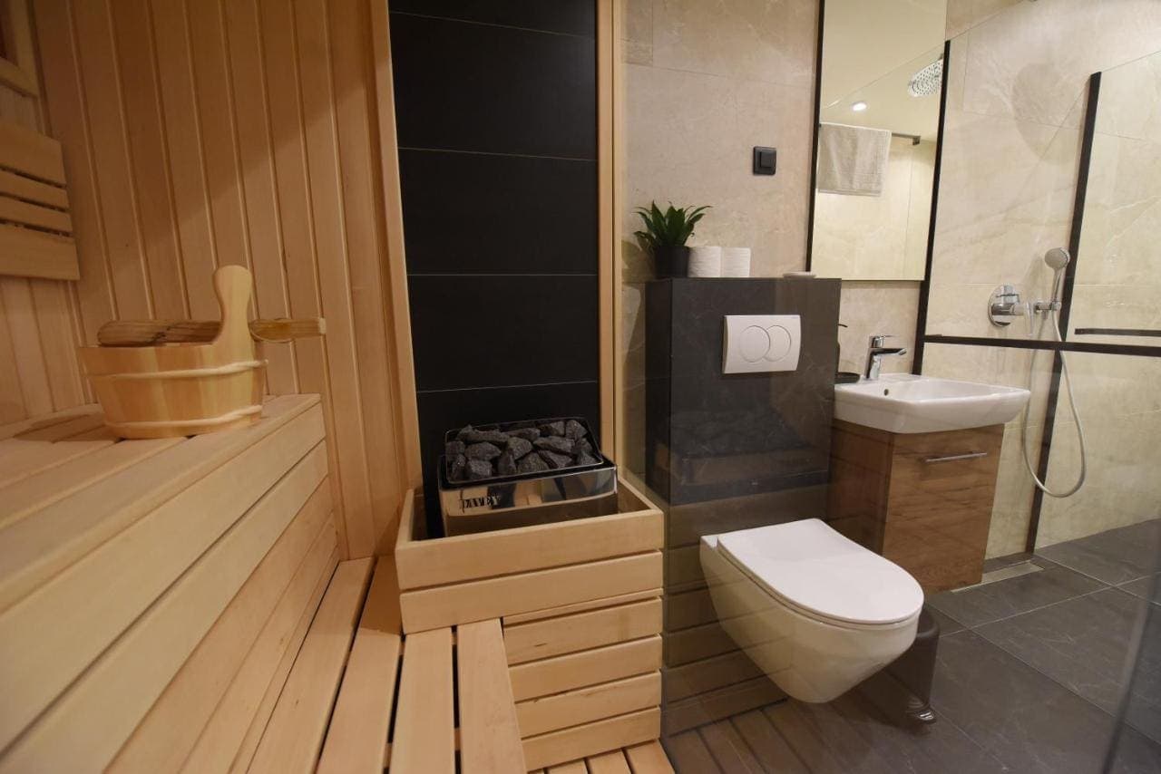 A private sauna next to the bathroom