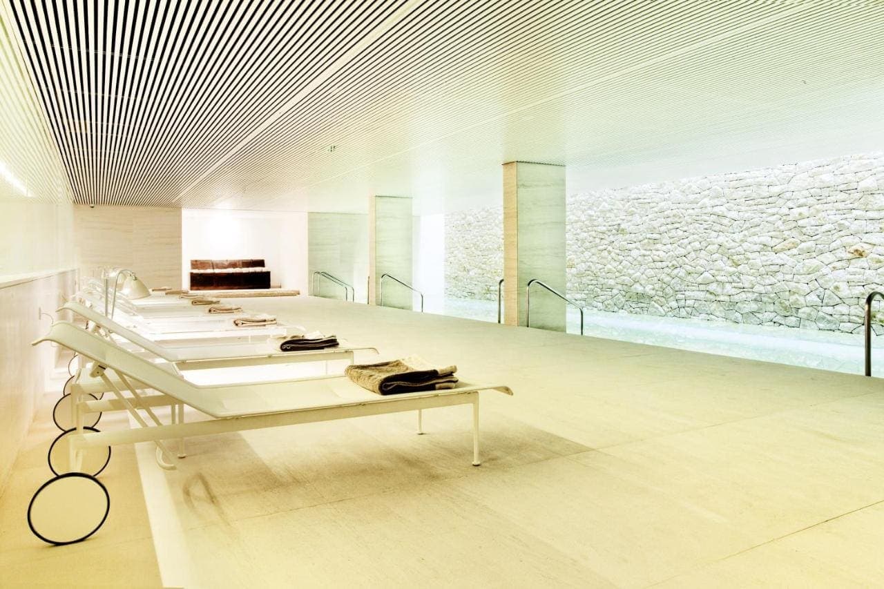 The spa, with its sea-salt pool and loungers